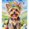Edge Collections - 11.25" X 15.50" - Multicolor - Yorkshire Terrier Easter Egg Hunt - 1 Piece